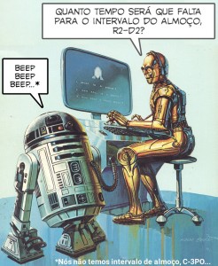 Baseado na ilustração de Ken Barr para a capa do livro "Star Wars Question and Answer Book about Computers" (1983)